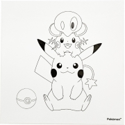 Pokémon กรอบภาพระบายสีผ้าแคนวาสพร้อมชุดสี (ลายกลุ่มแนวตั้ง 3 ตัว)